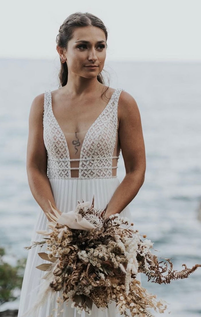 boho couture dresses Chic A-line Spaghetti Straps Boho Long Prom Dresses Embroidery Formal SELINADRESS