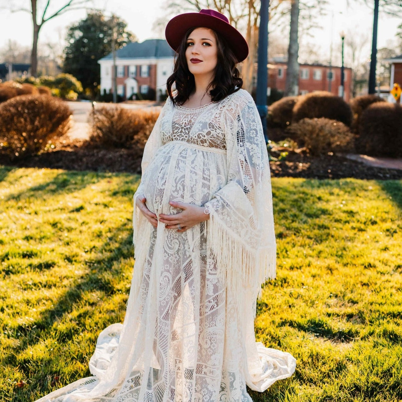 pregnancy lace photoshoot dress White Lace Maternity Photoshoot Dress Pink & Blue Baby Shop