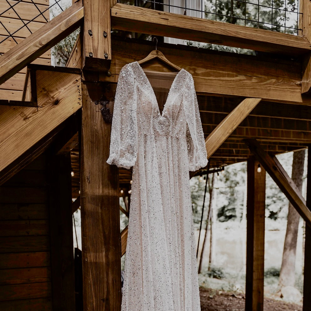 Queen Hannah | Queen Bridal | Boho Sequin Wedding Dress – QUEEN BRIDAL