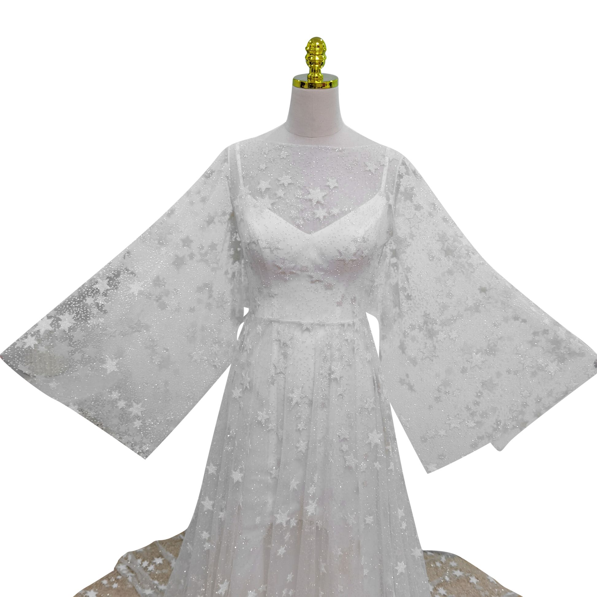 boho star dress NEW! Stars Boho Wedding Dress/unique Bohemian Dress With Detachable Sleeves/ stars Bridal Dress/prom Dress/transparent Corset Boho Dress