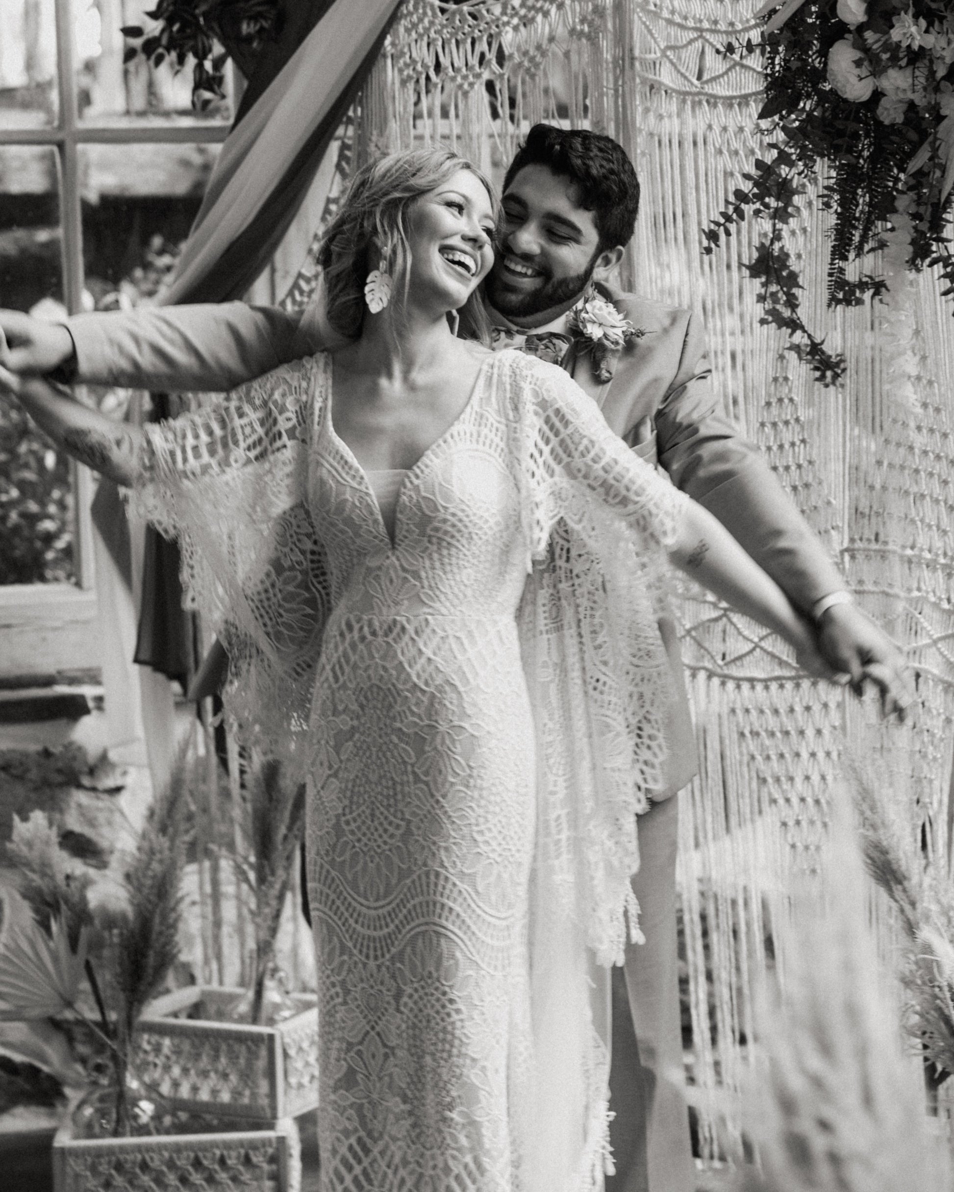boho grey wedding dress Gracie Sexy Exquisite White Boho Gown Wedding Dress L / White