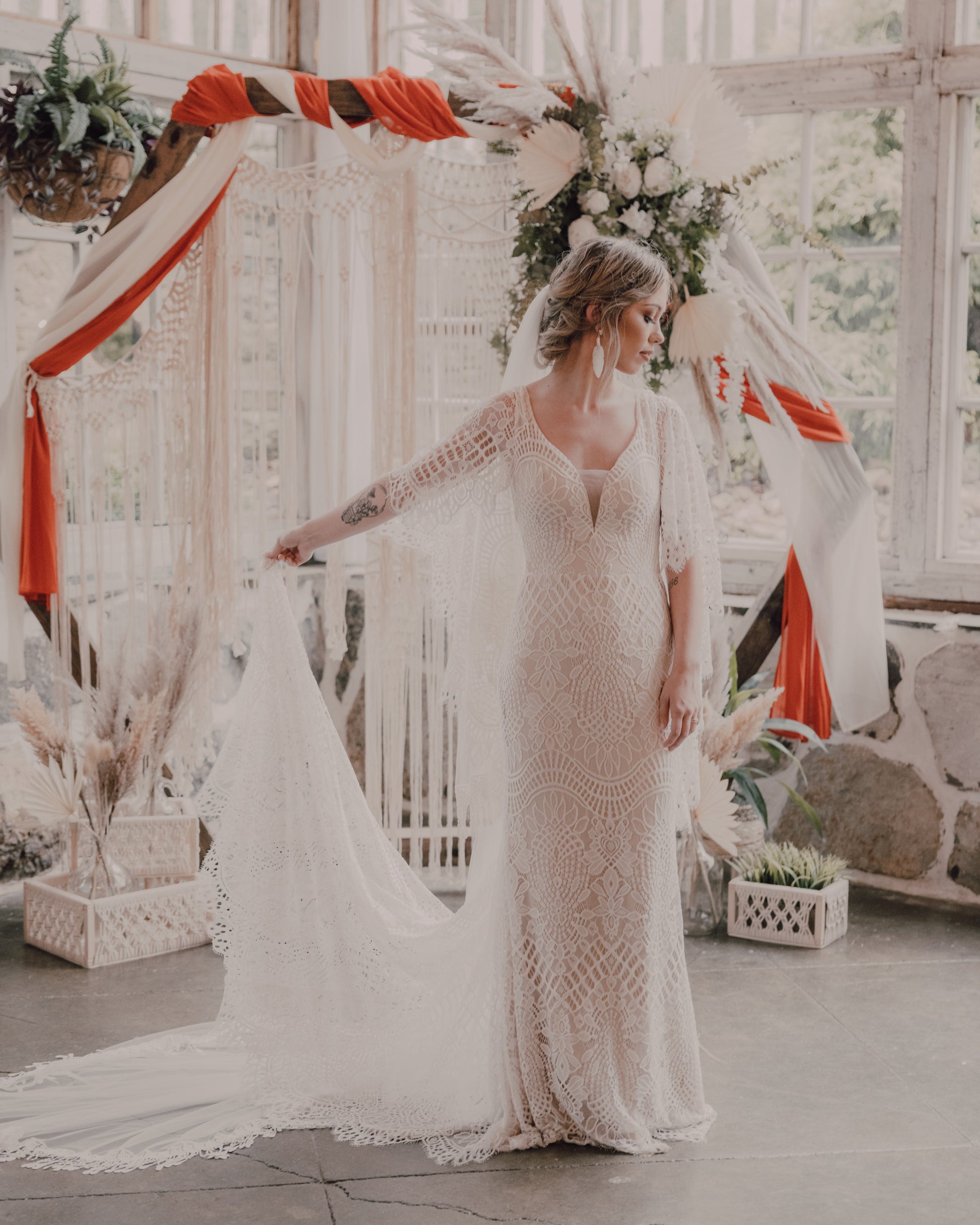 boho wedding dress try on at home FIVE WEDDING DRESSES FOR THE BOHO BRIDE , floaty. effortless. a little undone (in the best way)., these @rish_bridal gowns were made to move with their soft silhouettes, dreamy textures, and sleeves