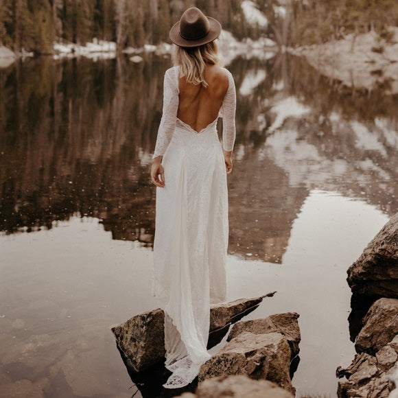 Queen Kristy | Queen Bridal | Boho Wedding Dresses Ivory/Coffee / 16 Queen Kristy | Queen Bridal | Boho Wedding Dresses Ivory/Coffee / 16