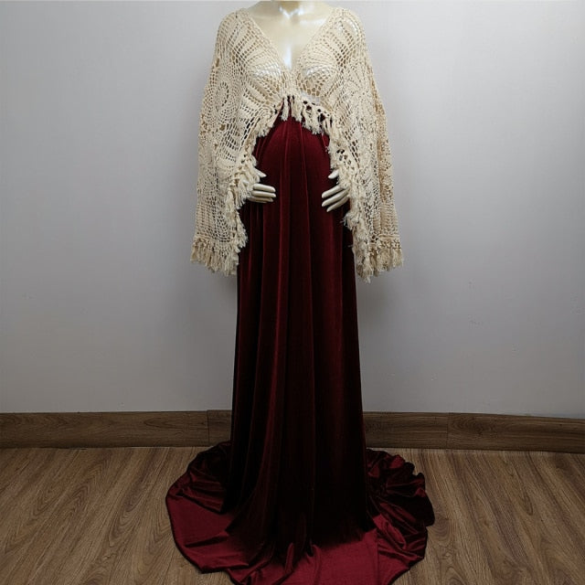 Velvet and Lace Photography Gown